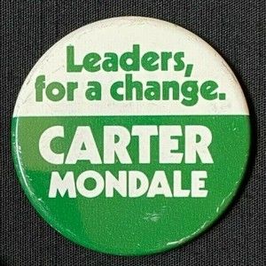 1976 Leaders for a Change Carter Mondale Button VINTAGE